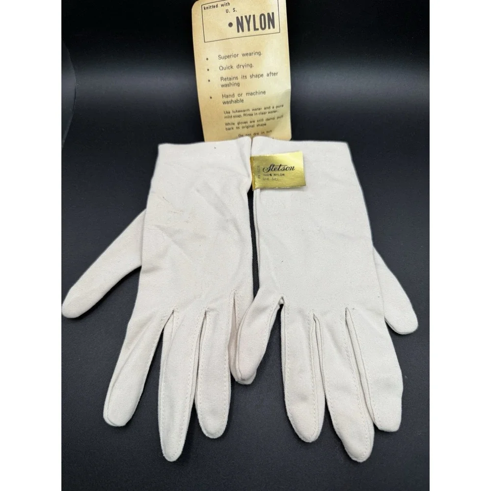 Vintage Stetson Nylon Gloves -‎ New Old Stock - Cream Color One Size